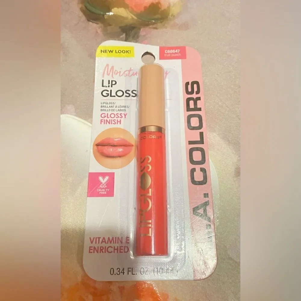 🛍️L.A. Colors Set of 2 Moisturizing Lip Gloss 💄 Fruit Punch 0.34FL.OZ(10mL)🎀